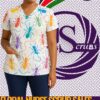 V- Neck Print Top In Western Floral Nurse Scrub Kenya +254769944116