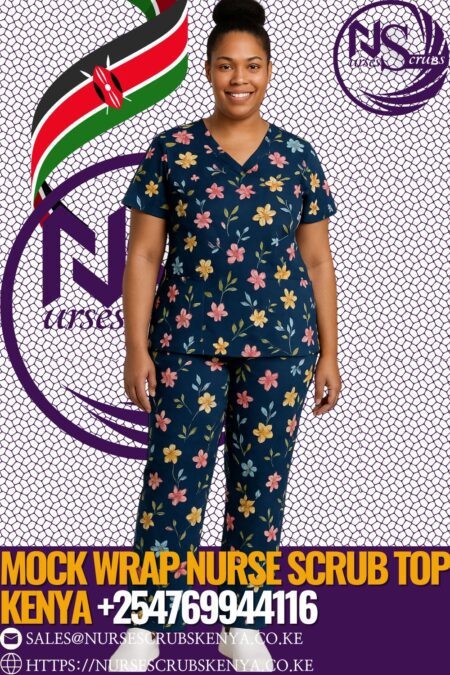 Mock Wrap Nurse Scrub Top Kenya +254769944116