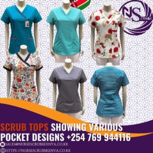 Scrub Tops Showing Various Pocket Designs +254 769 944116
