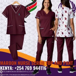 Maroon Nurse Scrub Top and Pant Kenya +254 769 944116
