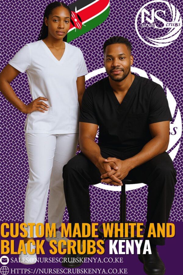 Custom Made White and Black scrubs Kenya