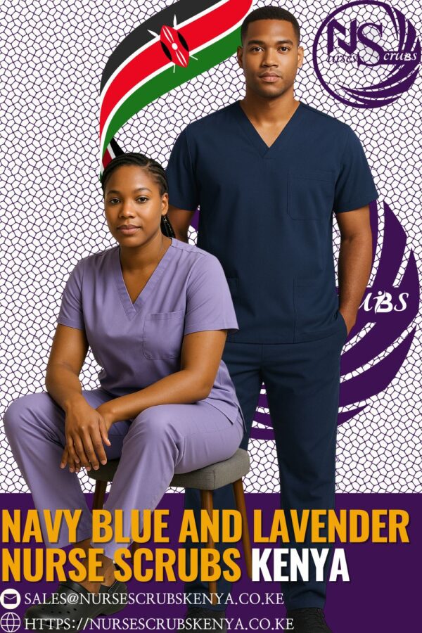 Navy Blue and Lavender Nurse Scrubs Sales Kenya