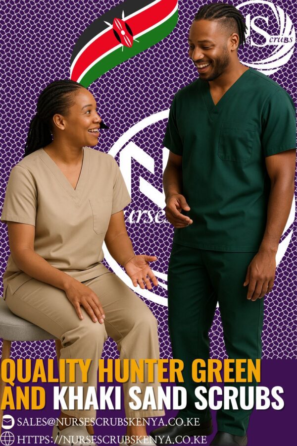 Quality Hunter Green and Khaki Sand Scrubs