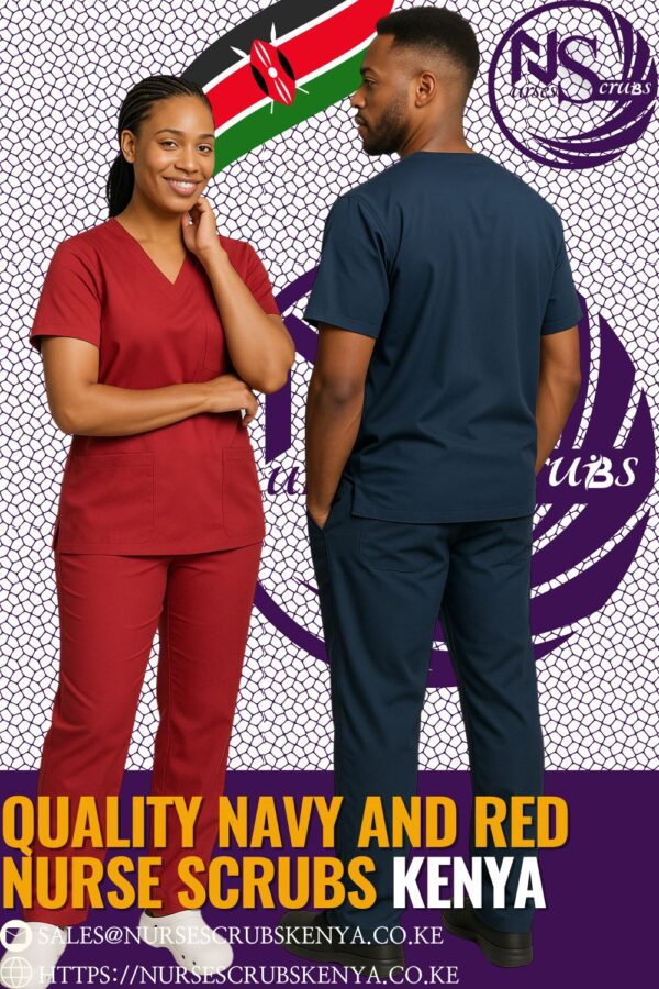 Quality Navy and Red Nurse Scrubs Kenya
