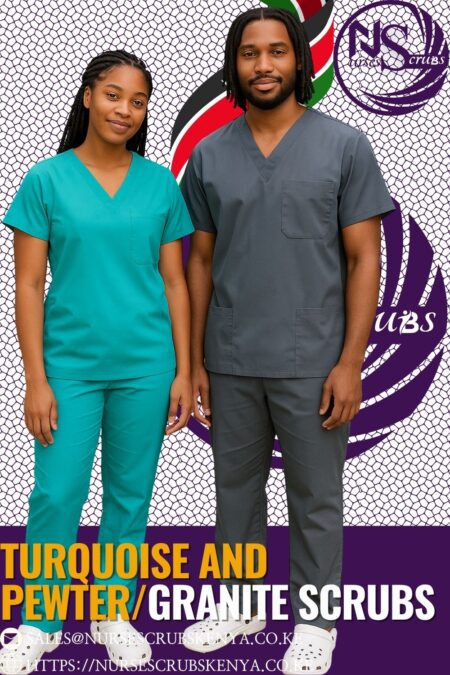 Turquoise and Pewter/Granite Nurse Scrubs Kenya