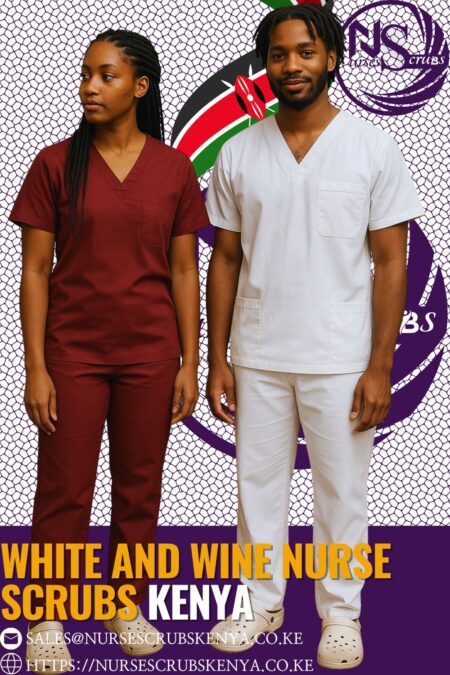 White and Wine Nurse Scrubs Kenya
