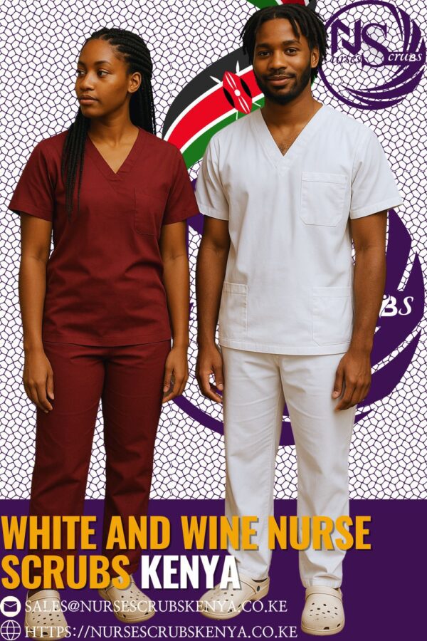 White and Wine Nurse Scrubs Kenya