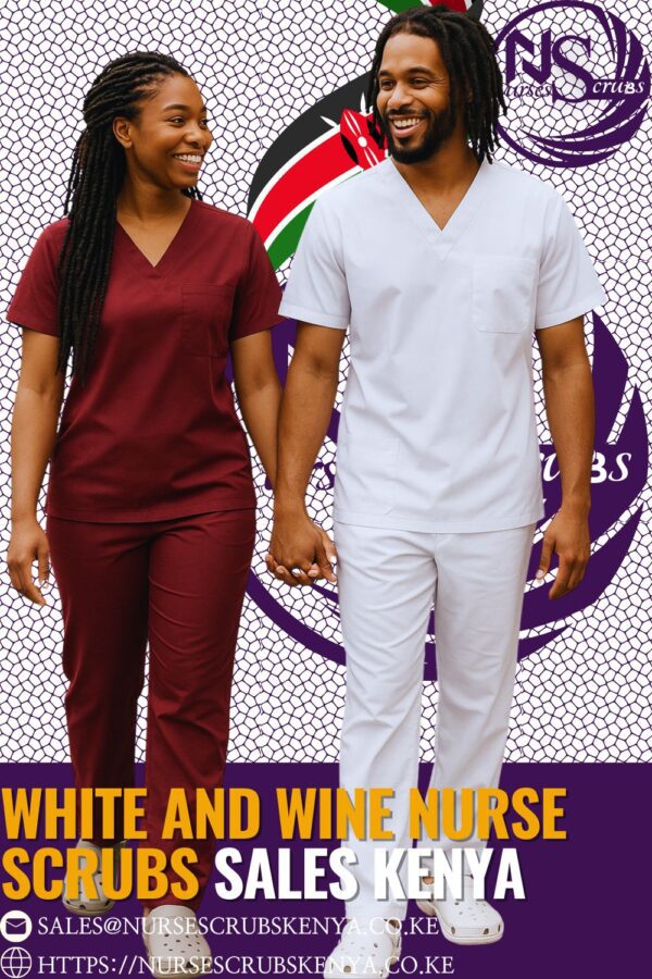 White and Wine Nurse Scrubs Sales Kenya