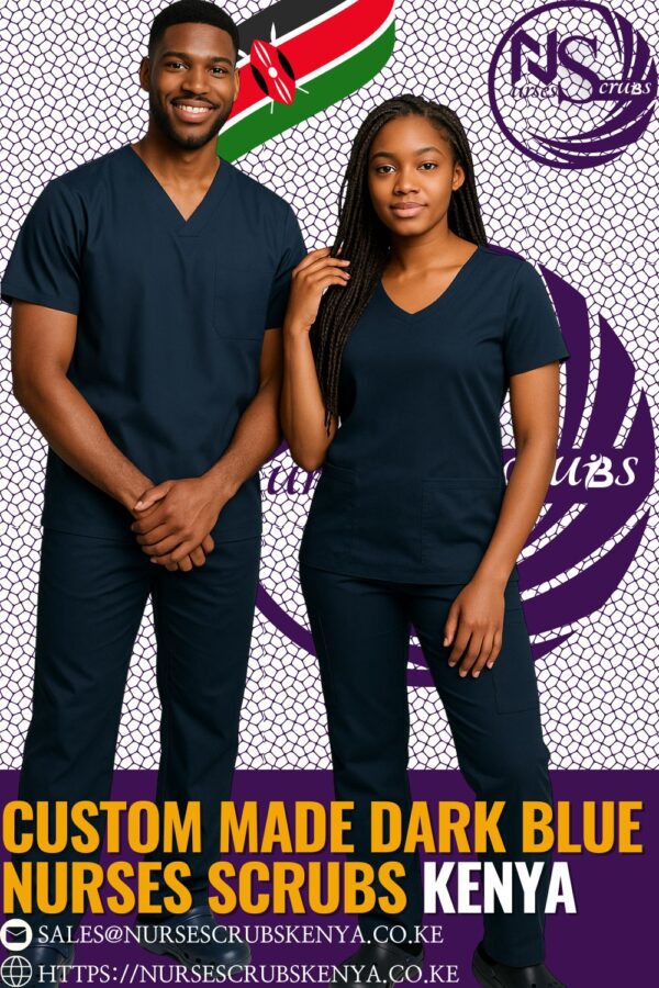 Custom Made Dark Blue Nurses Scrubs Kenya