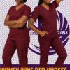 Women Wine Red Nurses Scrubs Kenya