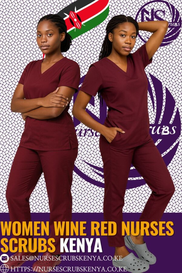 Women Wine Red Nurses Scrubs Kenya